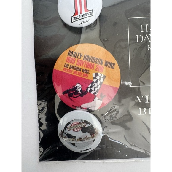 Harley-Davidson Museum Vintage‎ Button Set 2008 Lapel Vest Jacket Pin NEW Sealed - Picture 2 of 7